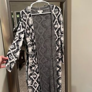 Long sleeve, calf length cardigan